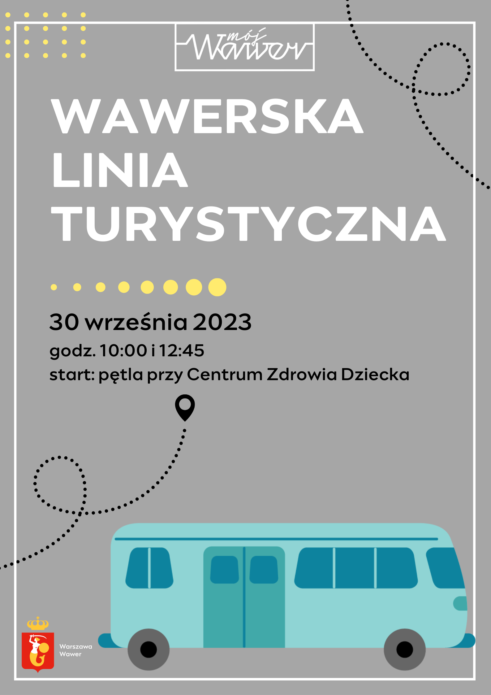 turkusowy autobus i zaproszenie na wawerską linię turystyczną
